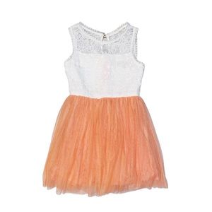 SEQUIN HEARTS Girl's White And Orange Sleeveless Dress Size 7